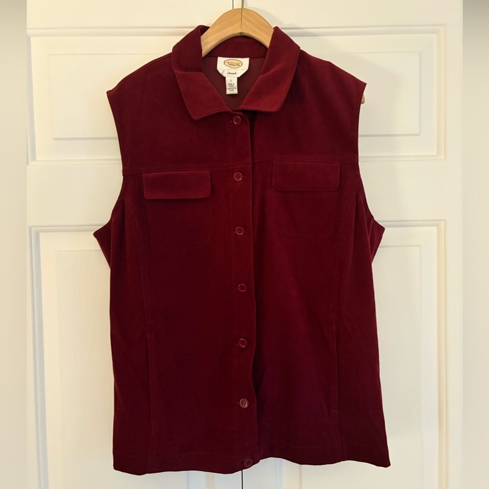 Talbots Deep Red Button-Up Top